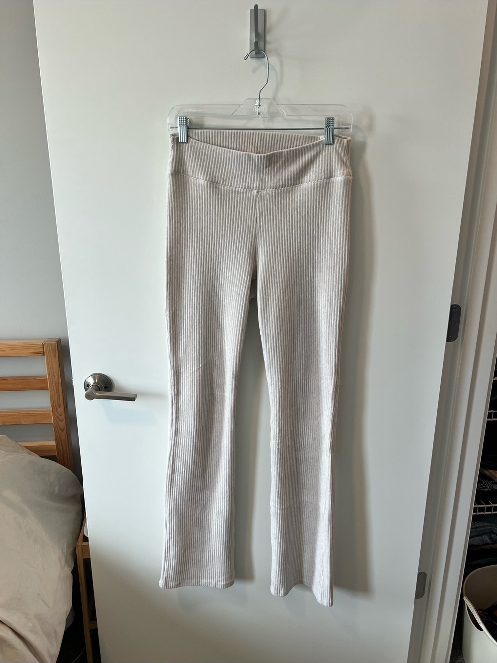 Ribbed Flare Pants - Light Taupe